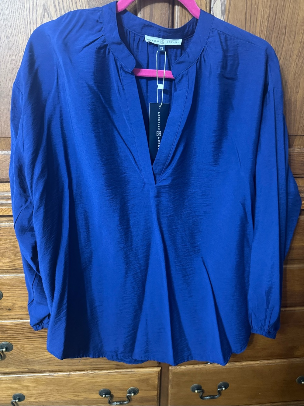 Michelle McDowell Royal Blue Long Sleeve V-Neck Blouse